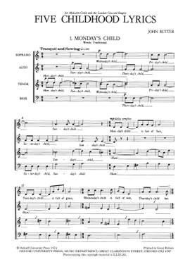 Rutter, John: Five Childhood Lyrics