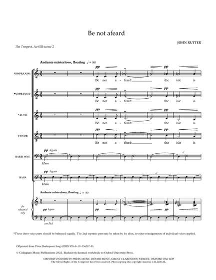 Rutter, John: Be not afeard