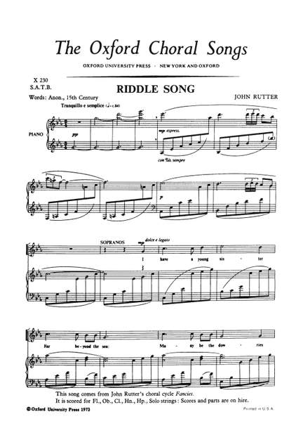 Rutter, John: Riddle Song