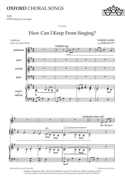 Scott, John: How can I keep from singing?