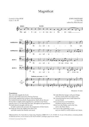 Sheppard, John and Keane, Mark: Magnificat