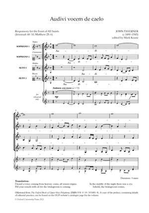 Taverner, John: Audivi vocem de caelo