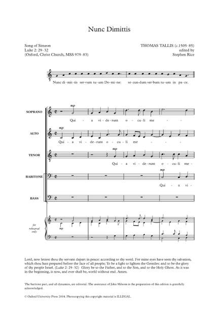 Tallis, Thomas: Nunc Dimittis