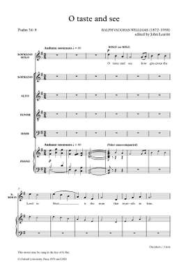 Vaughan Williams, Ralph/Leavitt, John: O taste and see