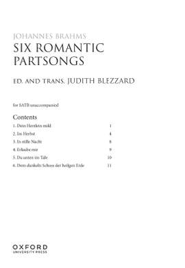 Brahms, Johannes: Six Romantic Partsongs