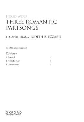Wolf, Hugo: Three Romantic Partsongs