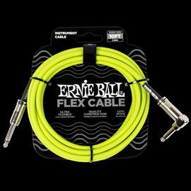 Ernie Ball Flex Instrument Cable Straight/Angled 10ft - Green
