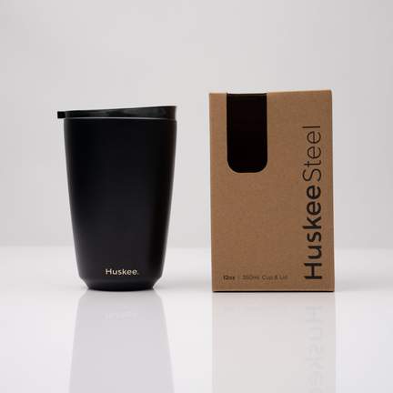12oz HuskeeSteel Cup & Lid - Black
