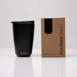 12x 12oz HuskeeSteel Cup & Lid - Black
