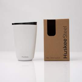 12x 12oz HuskeeSteel Cup & Lid - White