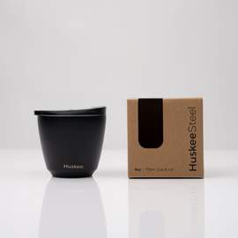 12x 6oz HuskeeSteel Cup & Lid - Black