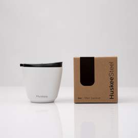 12x 6oz HuskeeSteel Cup & Lid - White