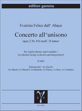 Evaristo Federico dell'Abaco: Concerto all'unisono opus 2 Nr. 8 h-moll