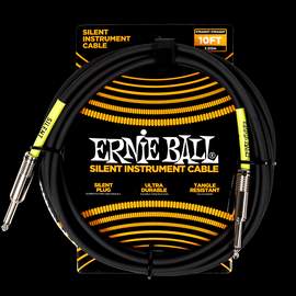 Ernie Ball 10' Classic Silent Cable, Straight/Straight Black