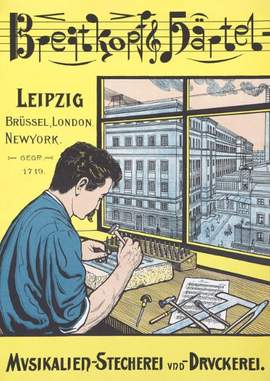 Plakat „Notenstecherei Leipzig 1910“