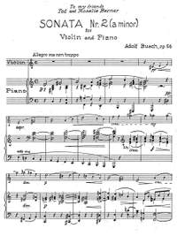 Busch, Adolf: Sonata No. 2 in A minor for violin and piano Op. 56