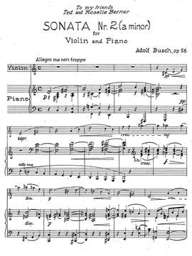 Busch, Adolf: Sonata No. 2 in A minor for violin and piano Op. 56