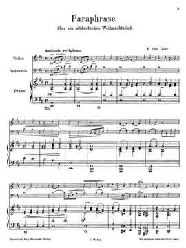 Gohr, Peter Emil: Paraphrase über ein altdeutsches Weihnachtslied for Piano, Violin and Cello