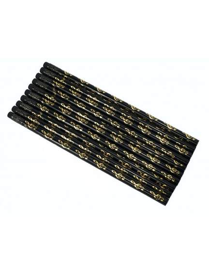Pencil g-clef black/golden 10 pcs / set