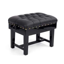 Hidrau BC46 'London' adjustable concert piano stool - Black gloss, black leather