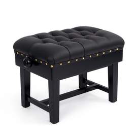 Hidrau BC46 'London' adjustable concert piano stool - Black satin, black leather