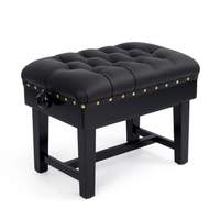 Hidrau BC46 'London' adjustable concert piano stool - Black satin, black leather