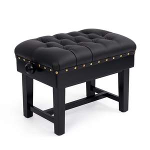 Hidrau BC46 'London' adjustable concert piano stool - Black satin, black leather