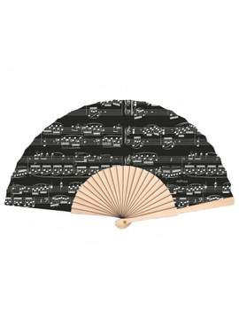 Hand fan noteline black wood