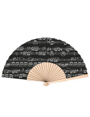 Hand fan noteline black wood