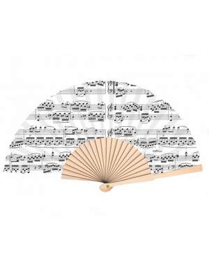 Hand fan noteline white wood
