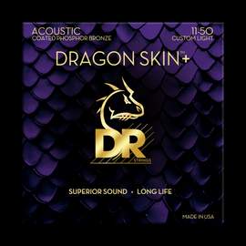 DR Strings Dragon Skin+ Phosphor Bronze Acoustic Guitar Custom Light