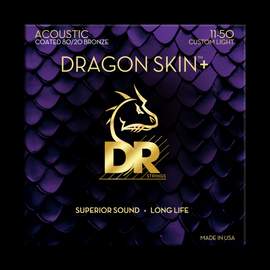 DR Strings Dragon Skin+ 80/20 Acoustic Guitar Custom Light