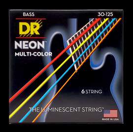 DR Strings Hi-Def Neon Multi-Colour Bass Medium - 6 String