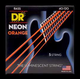 DR Strings Hi-Def Neon Orange Bass Light - 5 String