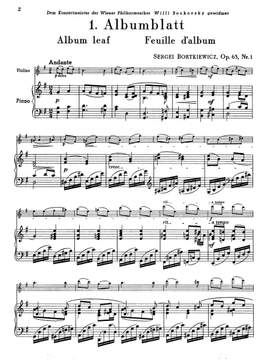 Bortkiewicz, Serge: Four pieces for violin and piano Op. 63
