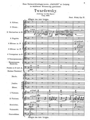 Pfohl, Ferdinand: Twardowsky. Rhapsody for large orchestra and male choir with mezzo-soprano solo op. 10