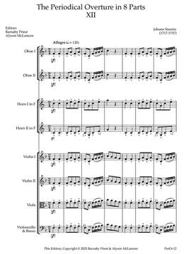 Stamitz, Johann: The Periodical Overture in 8 parts No. 12 (Edited by Barnaby Priest and Alyson McLamore / new print)