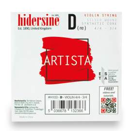 Hidersine Artista Violin D String – Silver Wound, Synthetic Core – 4/4–3/4 Size