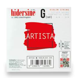 Hidersine Artista Violin G String – Silver Wound, Synthetic Core – 4/4–3/4 Size