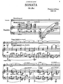 Alfano, Franco: Sonata in Re per Violino e Pianoforte