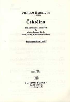 Heinrichs, W: Cekolina - 3 tschechische Tanzlieder
