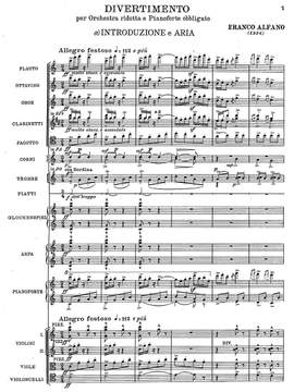 Alfano, Franco: Divertimento per Orchestra Ridotta e Pianoforte Obbligato, Op. 226