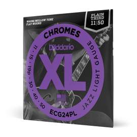 D'Addario 11-50 Jazz Light, Plain Third, XL Chromes Electric Guitar Strings