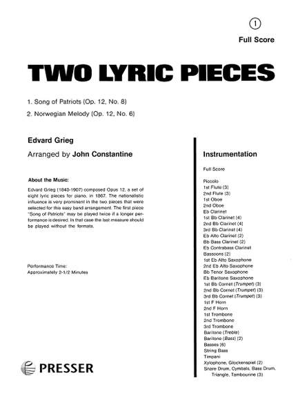 Edvard Grieg: Two Lyric Pieces