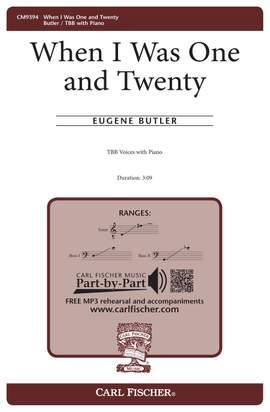 Eugene Butler: When I Was One and Twenty