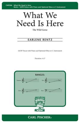 Earlene Rentz: What We Need Is Here