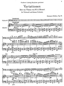 Zilcher, Hermann: Variations on a Theme of Mozart for Cello and Orchestra, Op.95