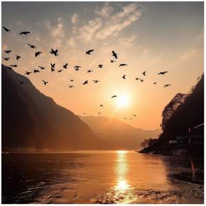 Yangtze with Birds in Motion