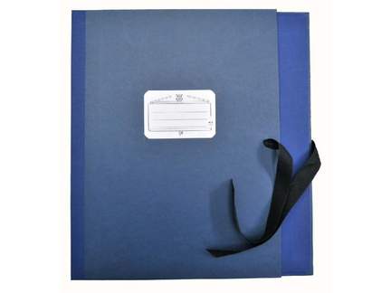 Blue music folder blue with a closing strap