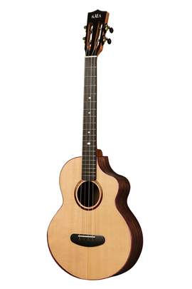 Kala Contour All Solid Gloss Spruce Rosewood Baritone Ukulele with Cutaway and Bag